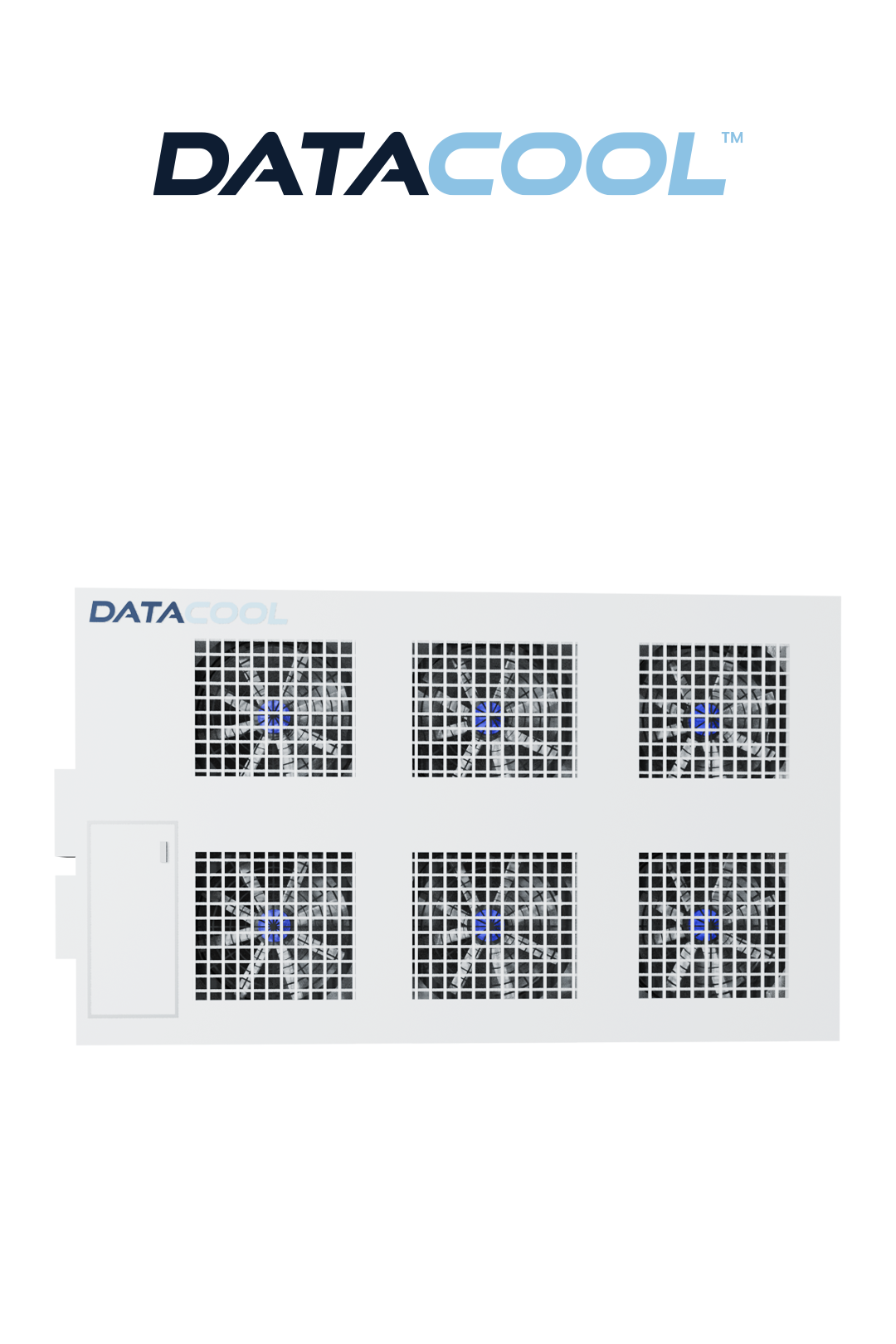 An image of the DataCool Glacier Series System with the datacool logo above the system
