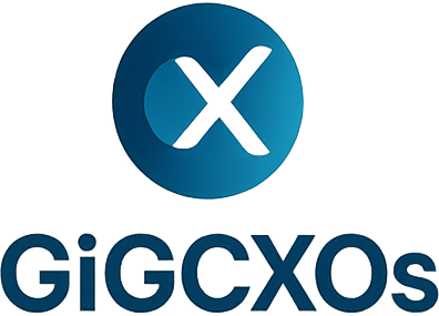GiGCX logo featuring a blue circle with a white 'X' and the company name beneath.