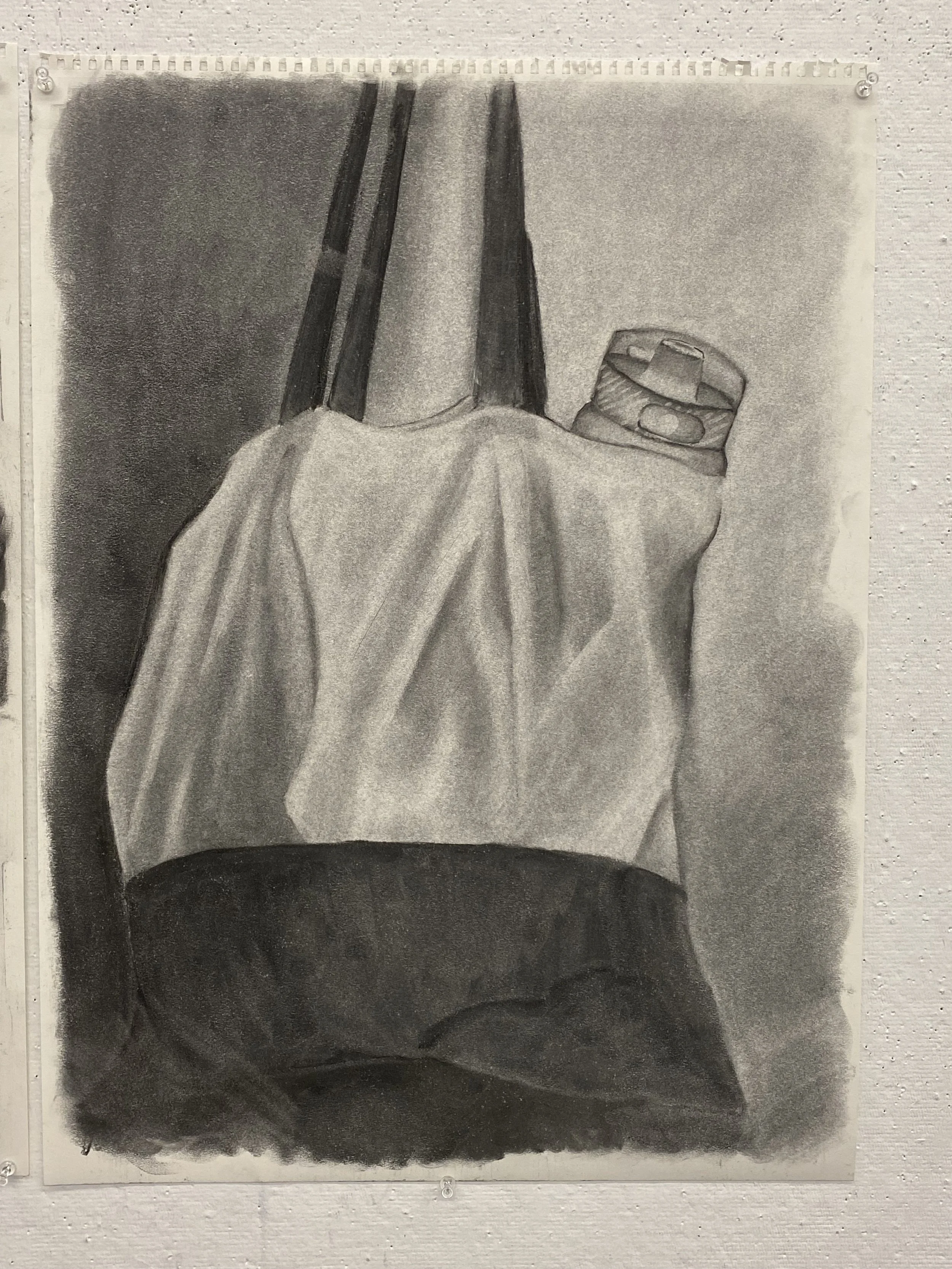 Bag study, charcoal on sketch paper