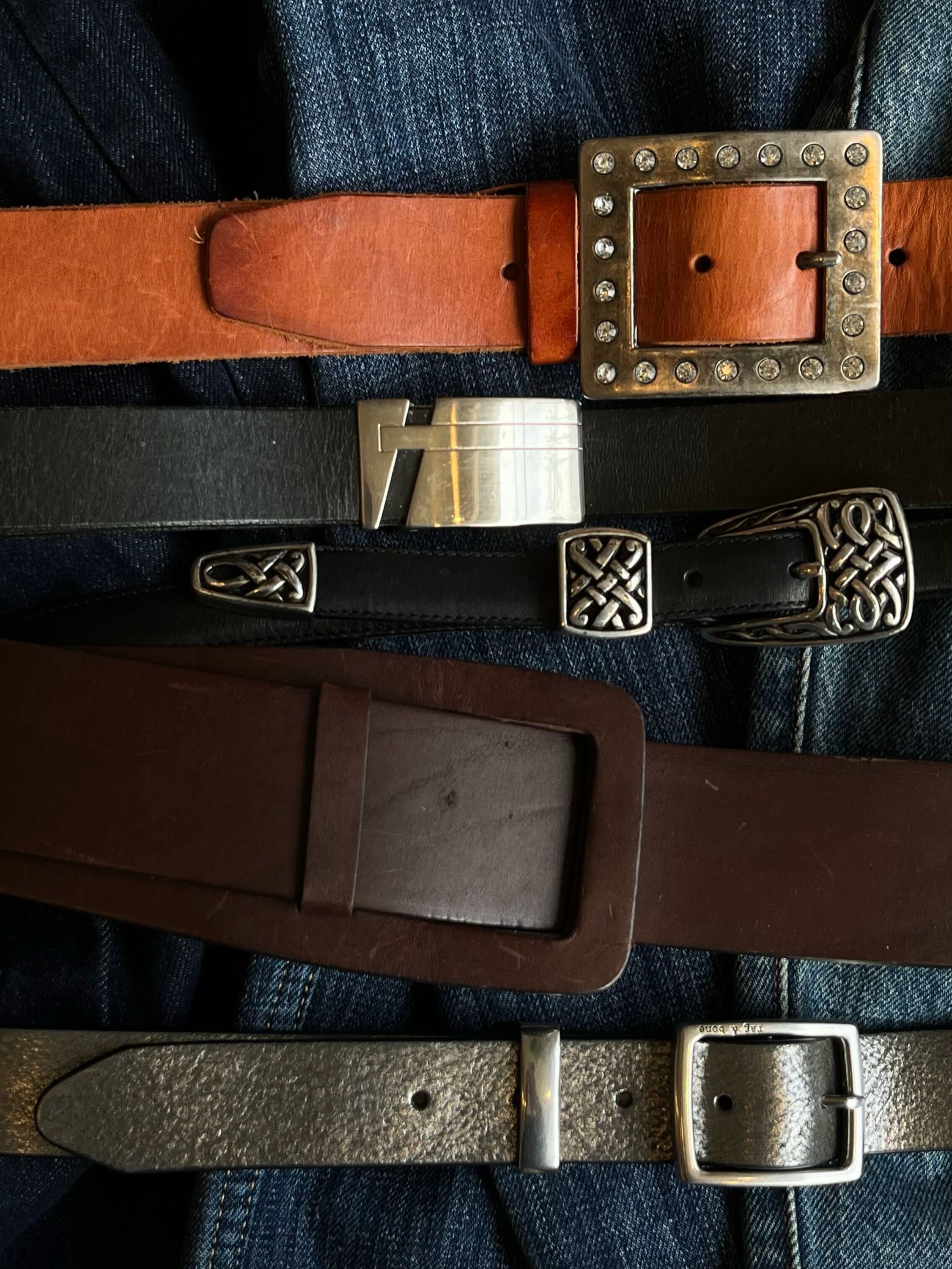 Just cinch it with a belt! 
- Vintage Linnea Pelle leather belt w/ rhinestone buckle
- Vintage Hartman leather belt w/ silver buckle
- Brighton leather belt with Celtic knot details
- Agnona curved full leather belt
- Rag &amp; Bone Boyfriend metalli