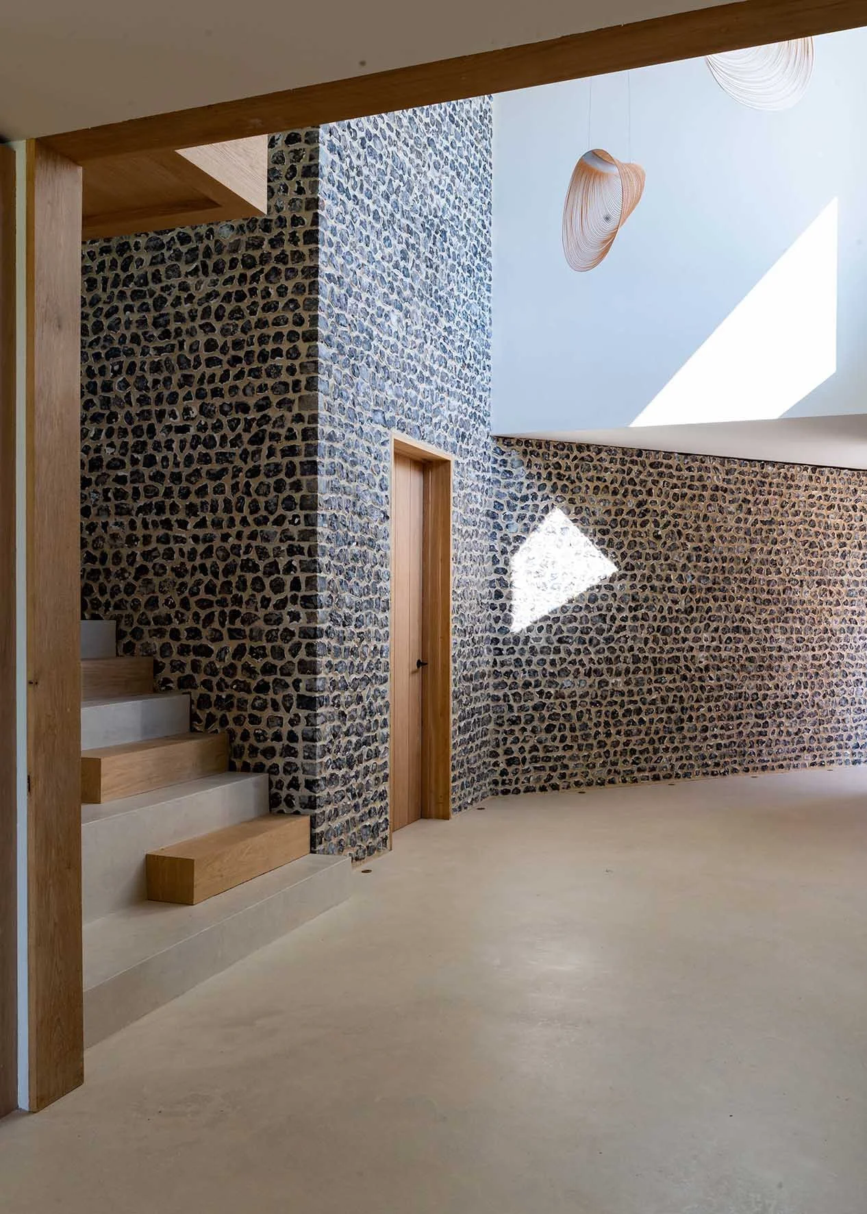 flint wall internal next to staircase