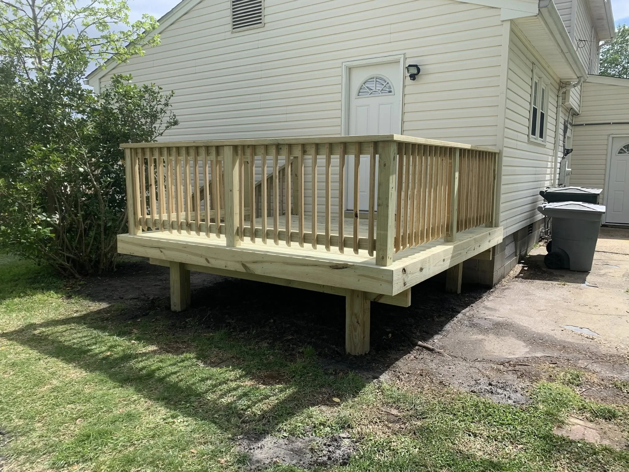 10x10 Basic Wood Deck With Wooden Railings
