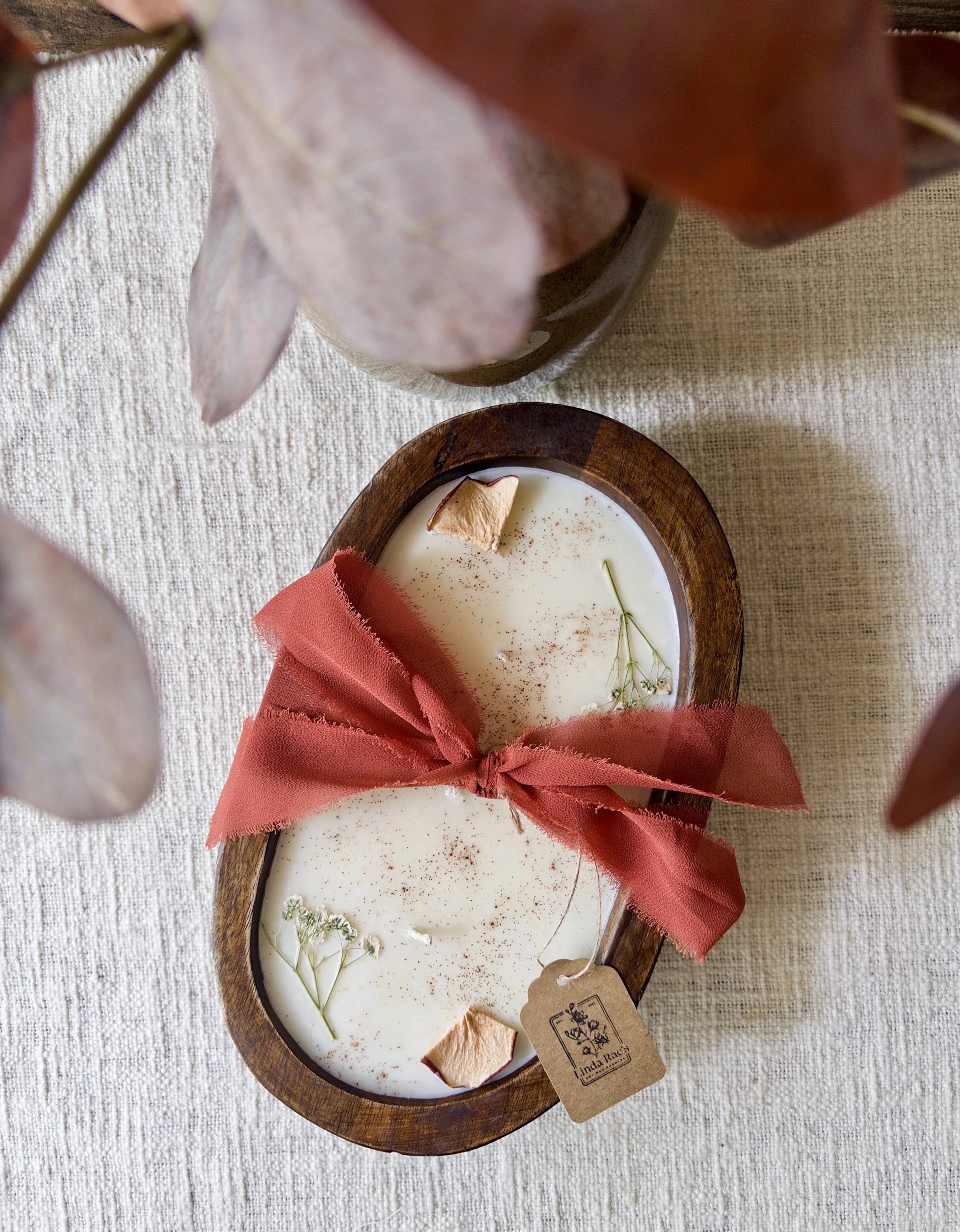 Wood Dough Bowl Candle