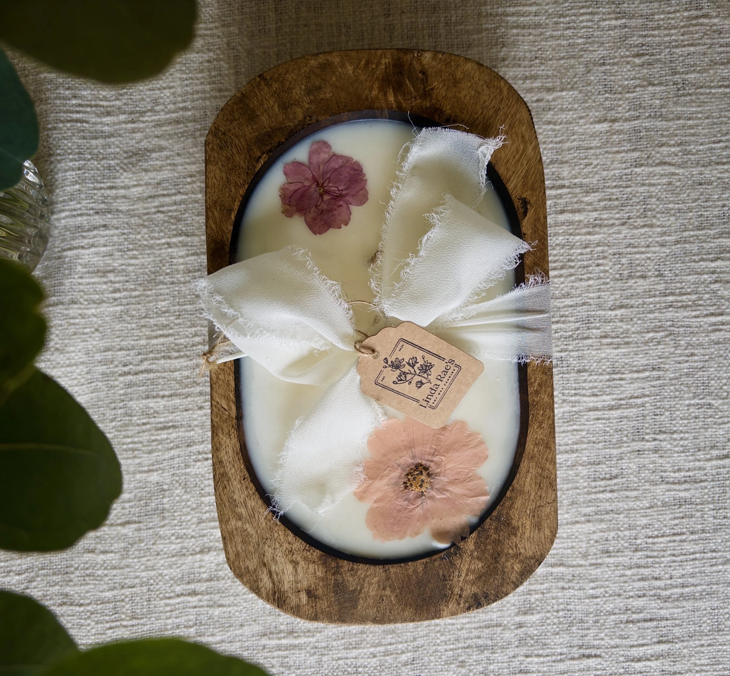 Wood Dough Bowl Candle