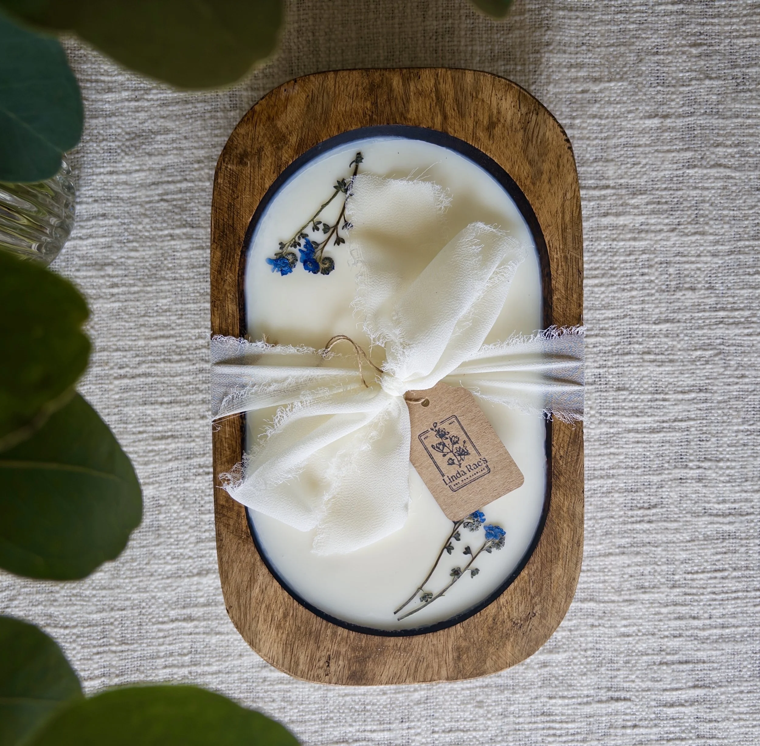 Wood Dough Bowl Candle