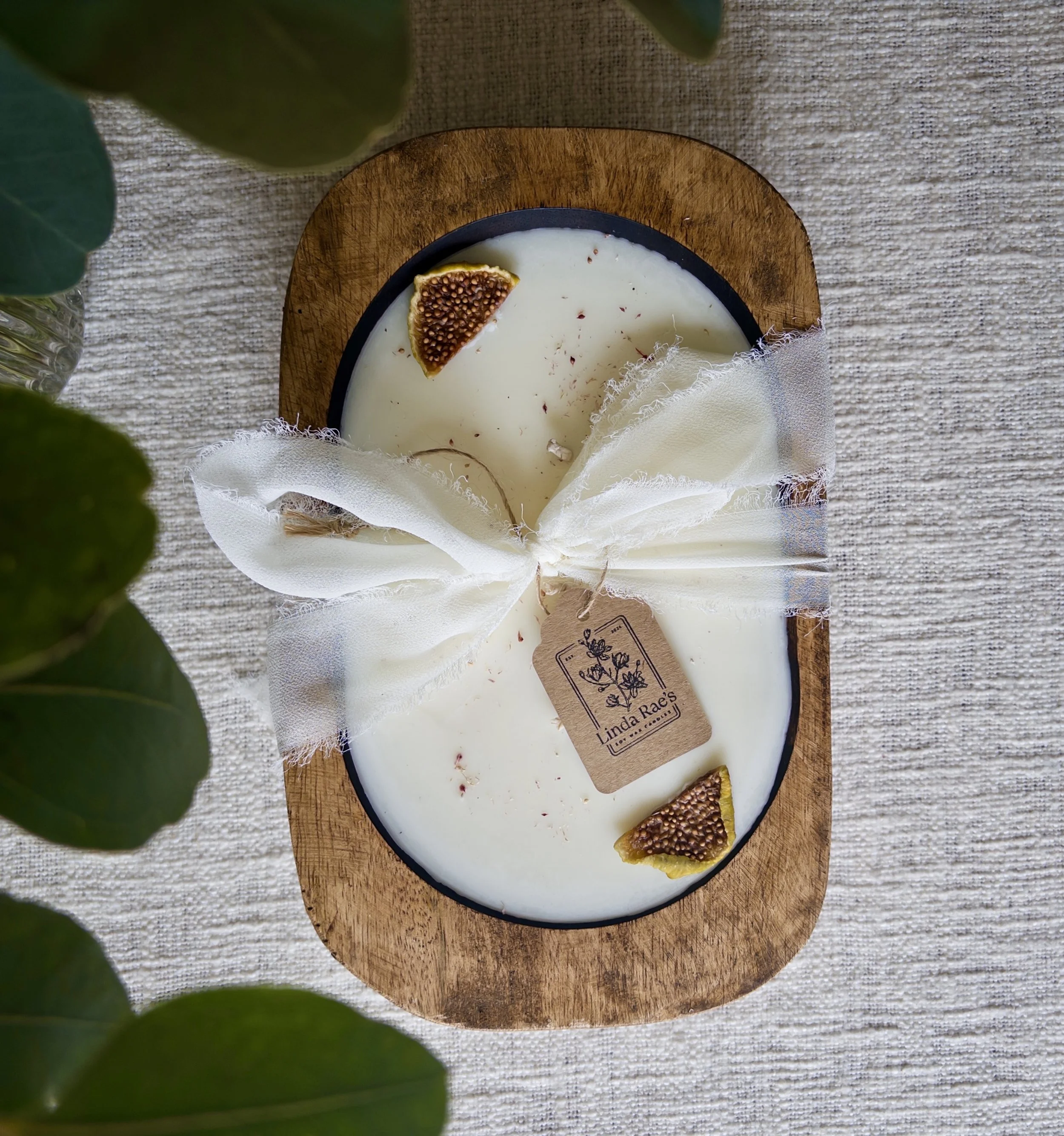 Wood Dough Bowl Candle