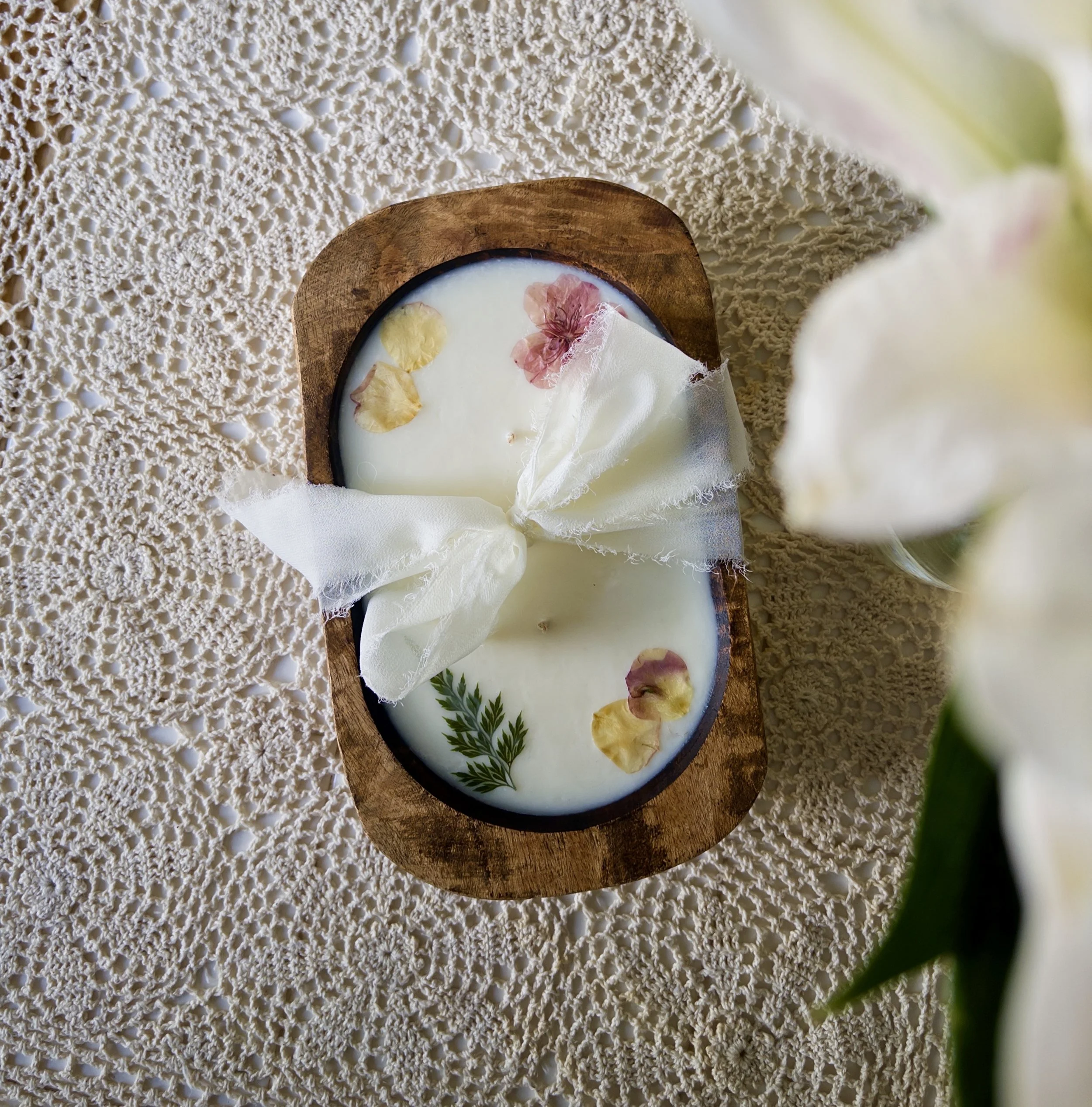 Wood Dough Bowl Candle