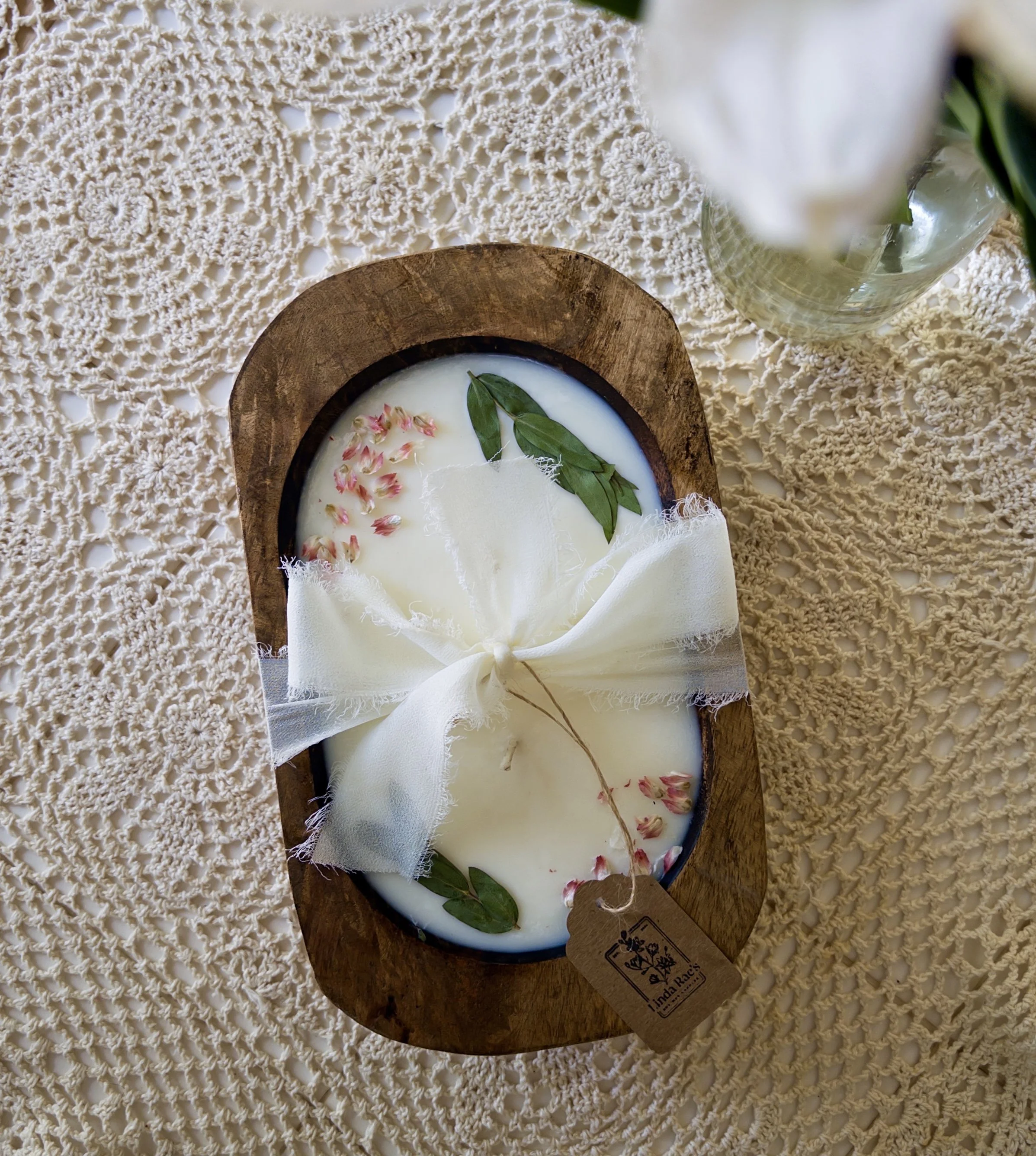Wood Dough Bowl Candle