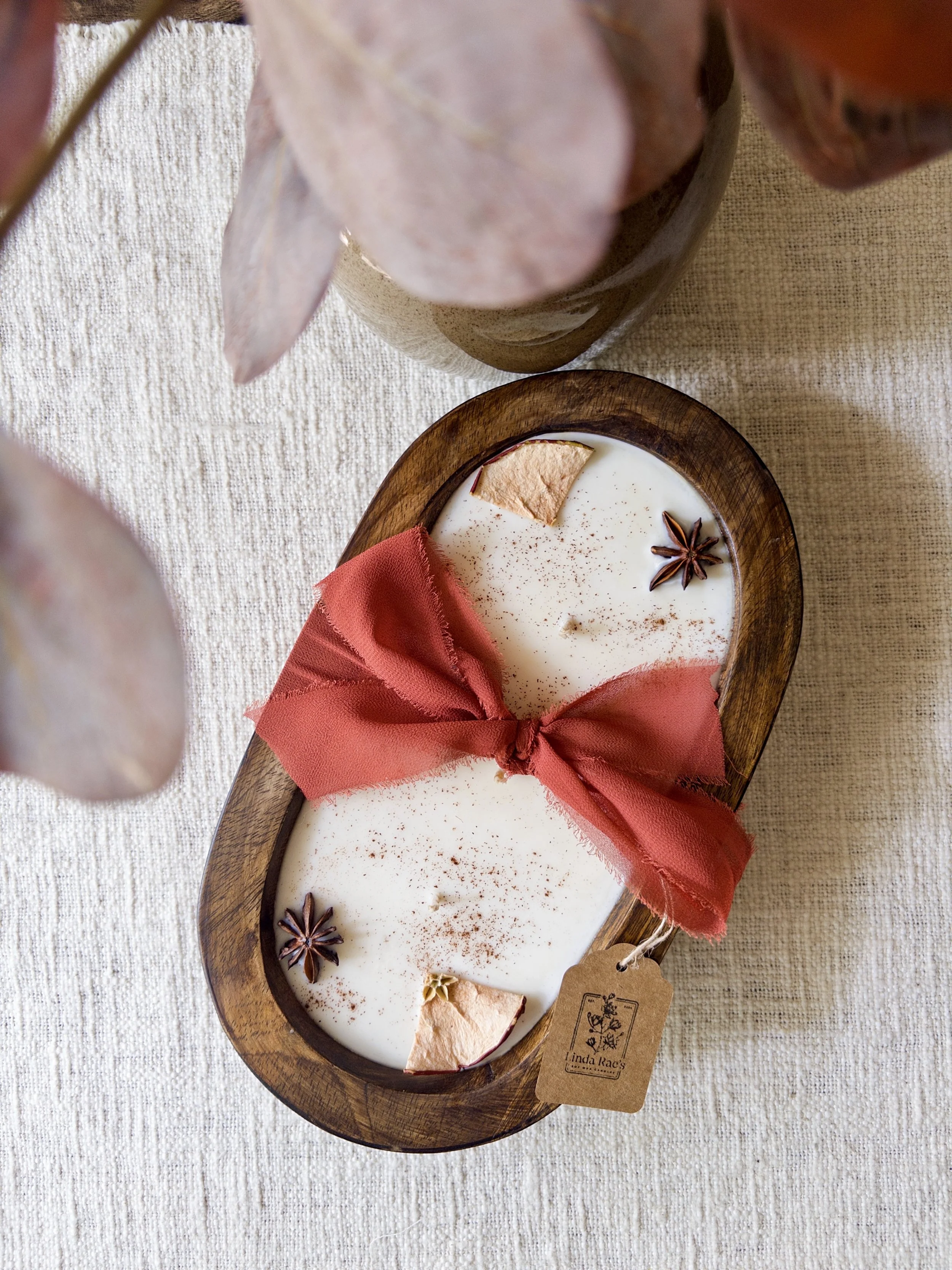 Wood Dough Bowl Candle