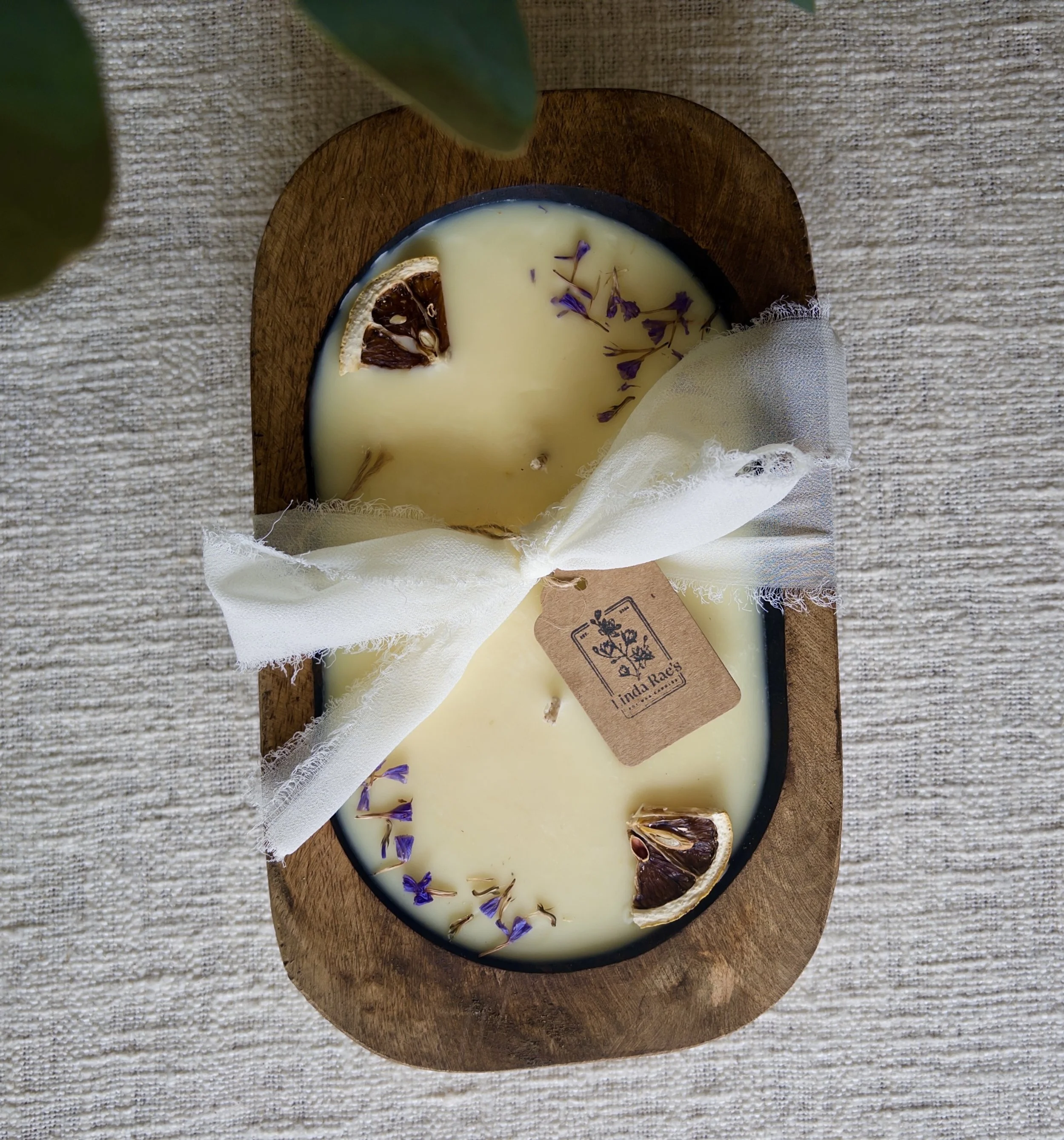 Wood Dough Bowl Candle