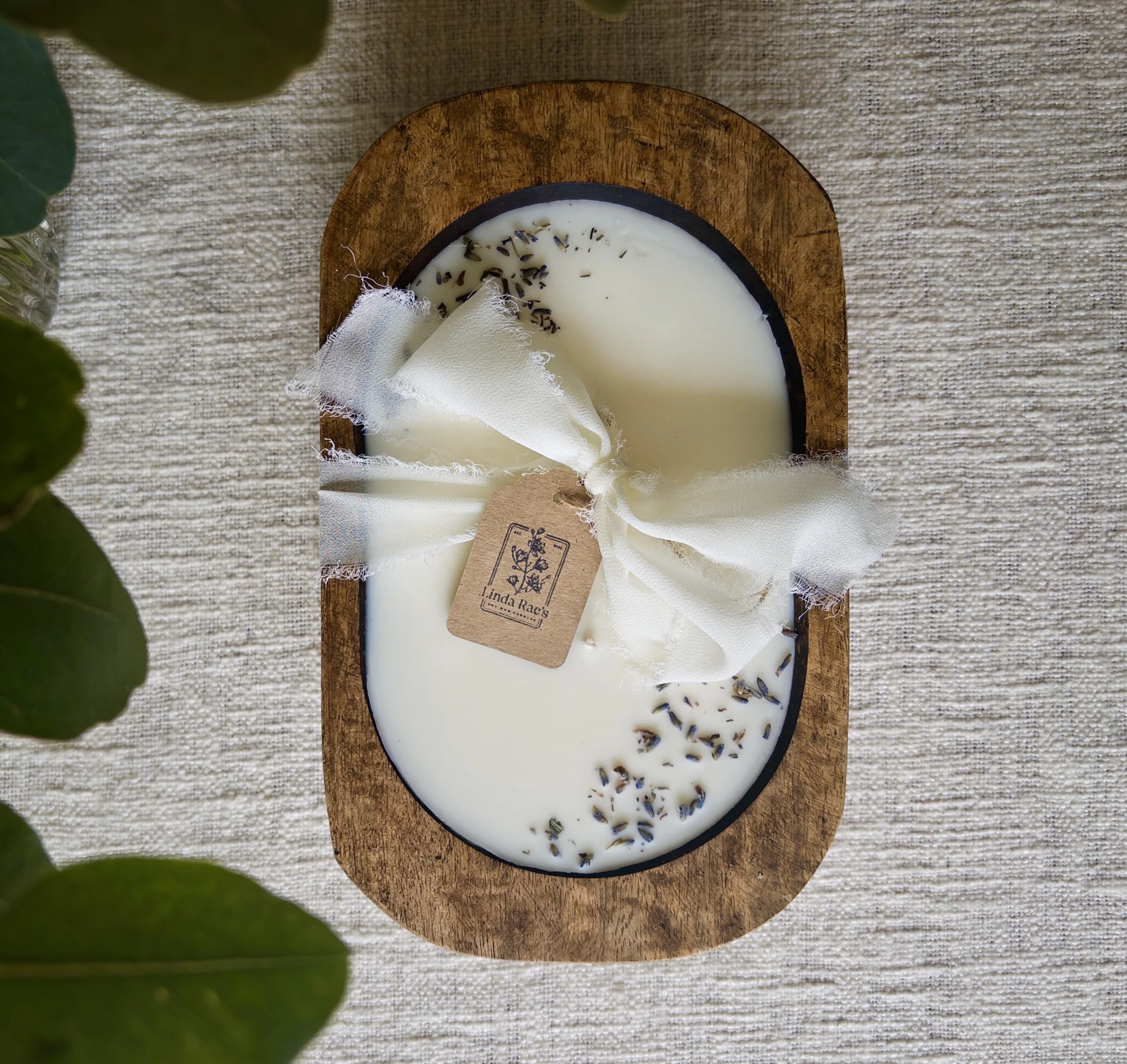 Wood Dough Bowl Candle