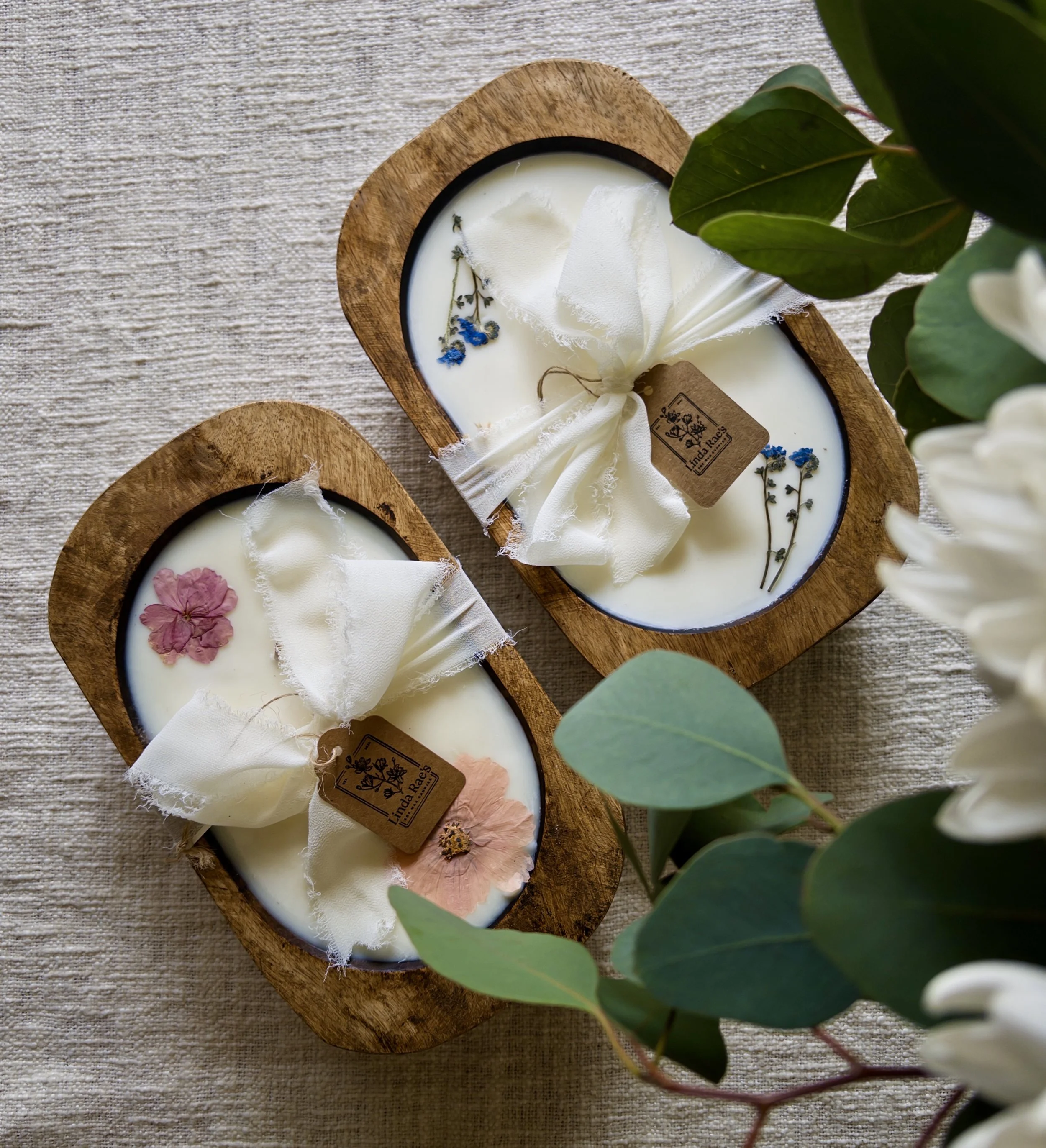 Wood Dough Bowl Candle