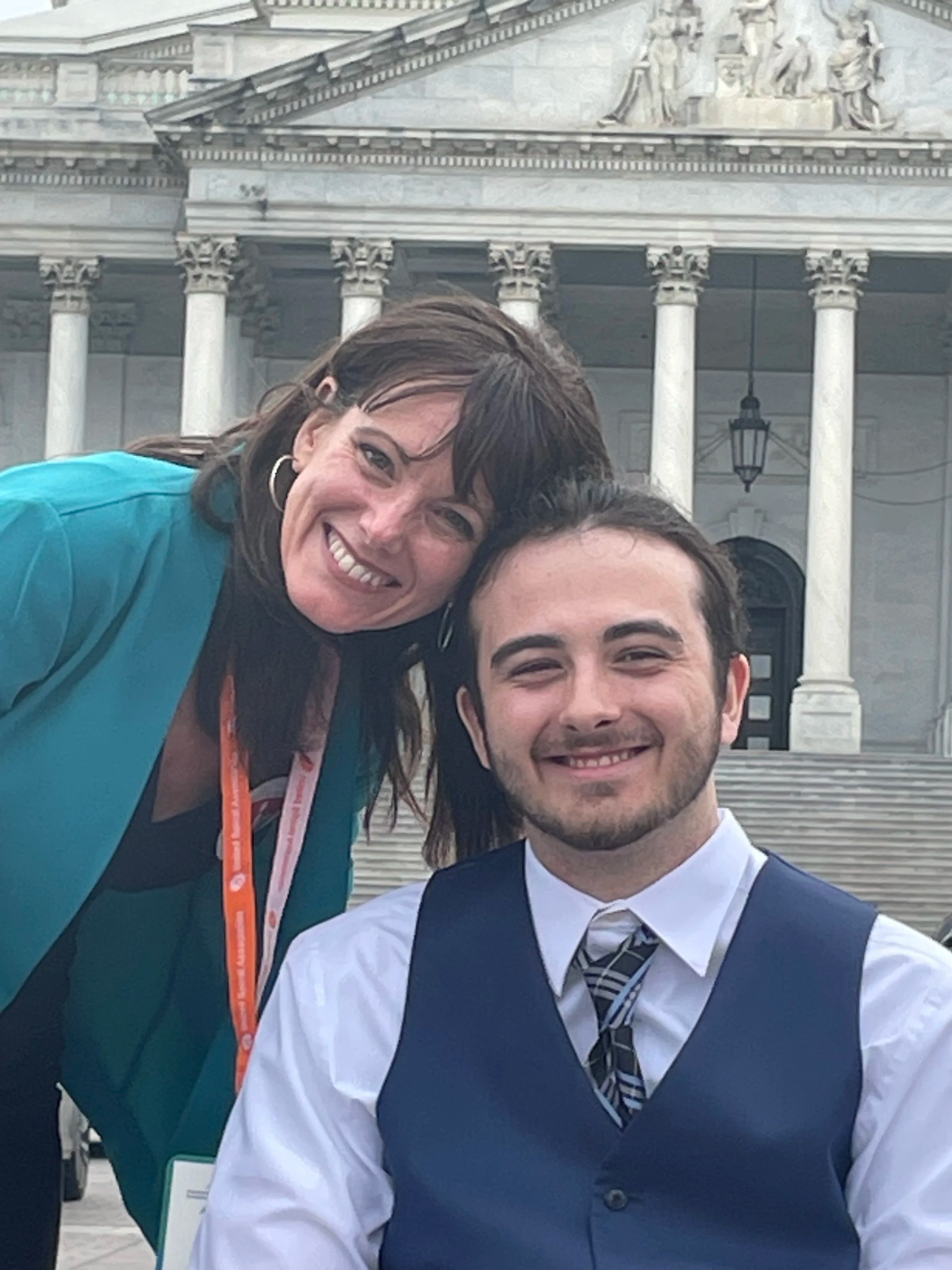Rebecca and her son Jackson MacTaggart in Washington, DC as part of the Roll on Capitol Hill government advocacy campaign for people with disabilities.