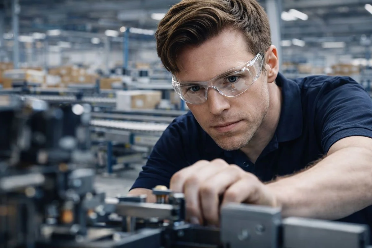 Techniker arbeitet an Maschine in der Produktion