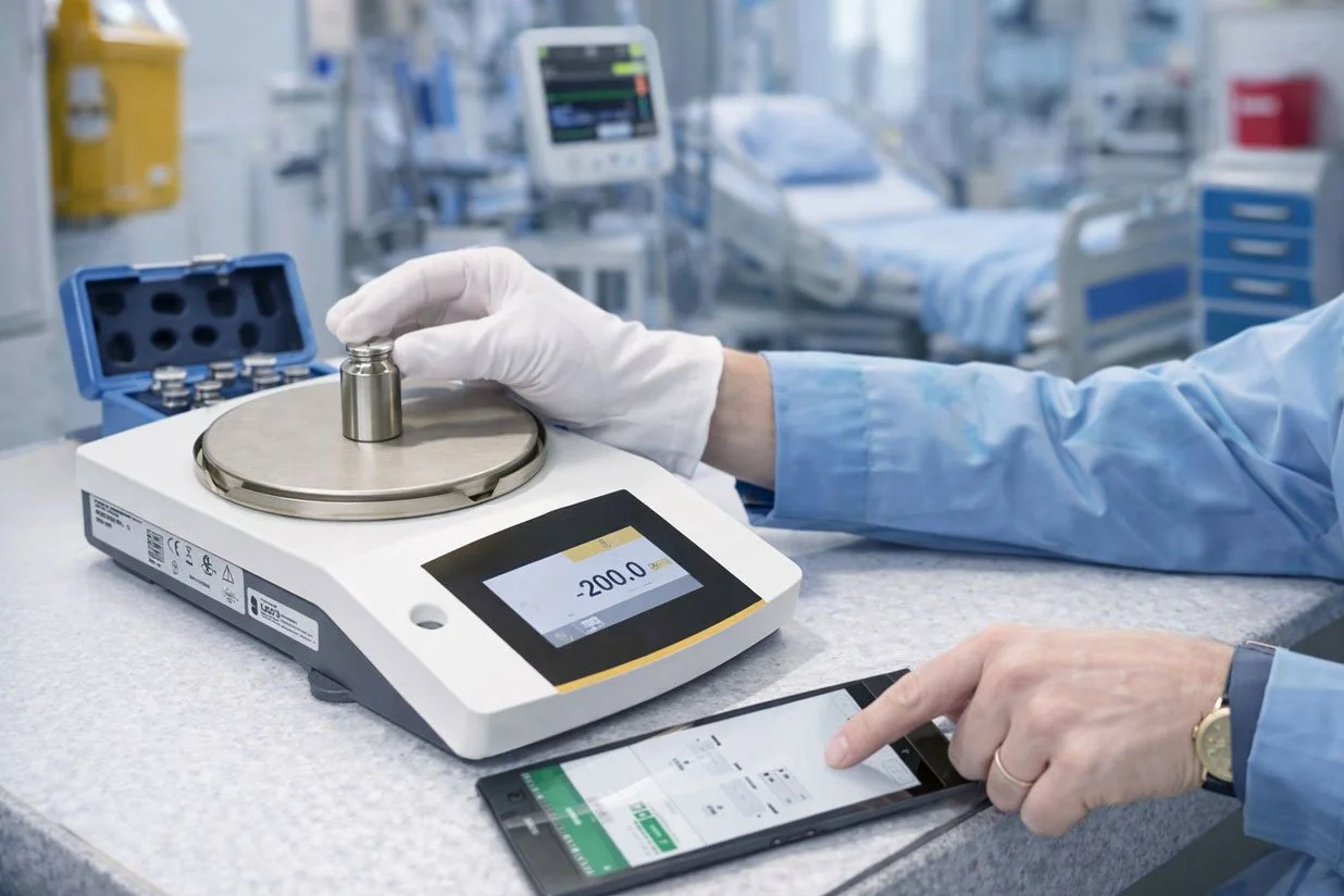 Medizinische Waage wird im Labor verwendet