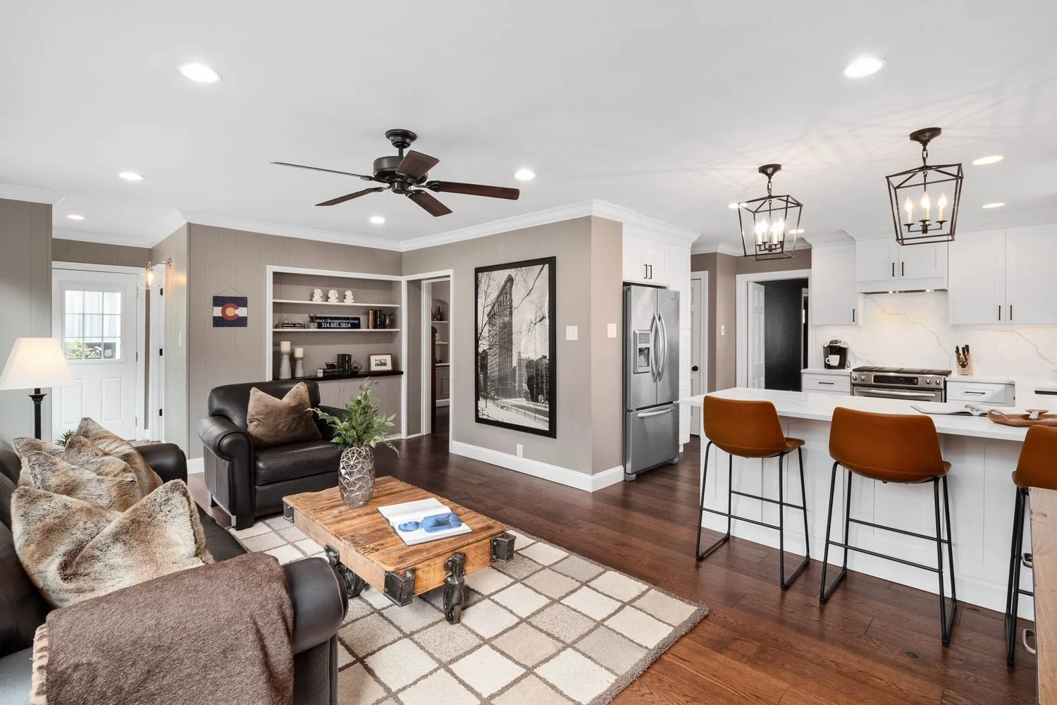 Open-concept living room and kitchen