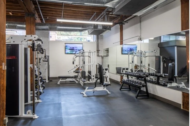 Fitness center with timber columns