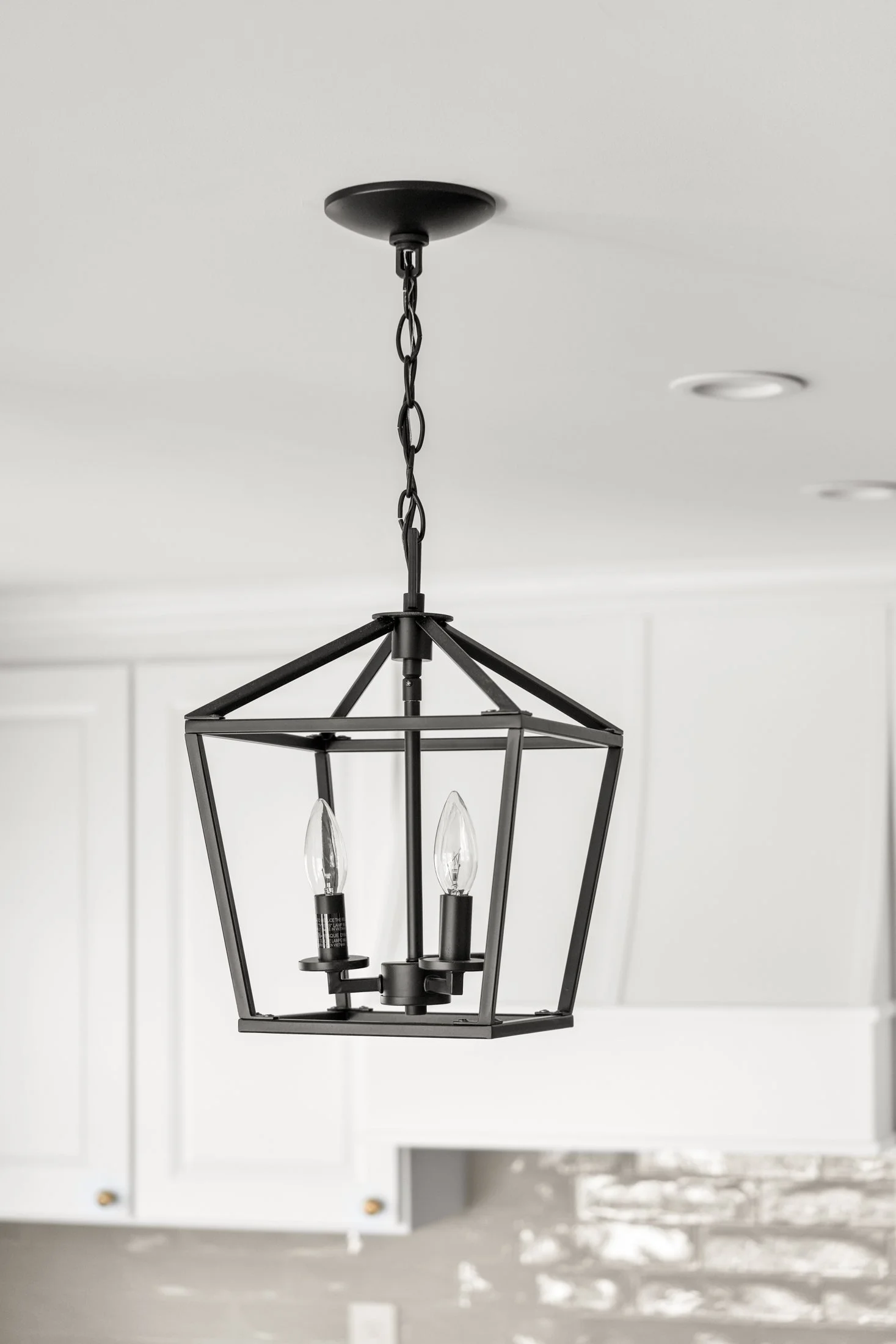 Black lantern pendant light