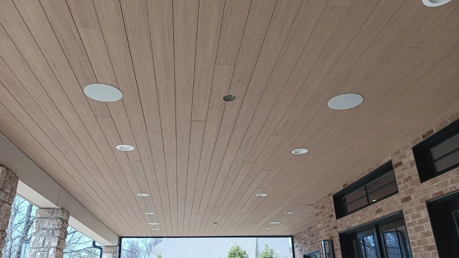 Patio ceiling with recessed lighting