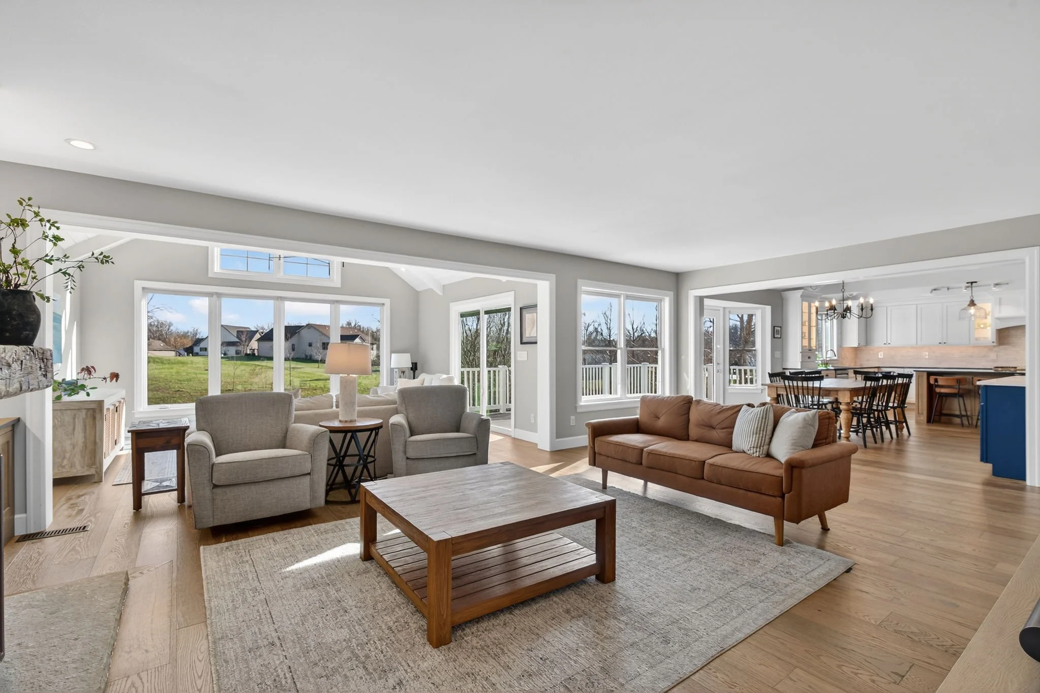 Family room open to the kitchen and dining area