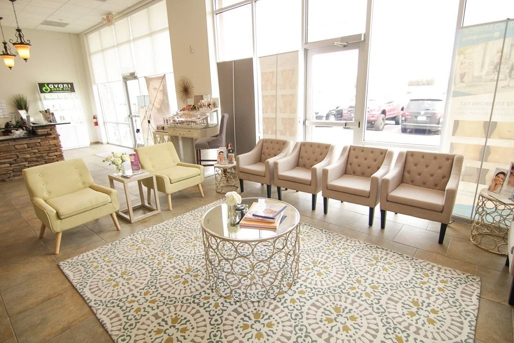Waiting lounge with a patterned rug