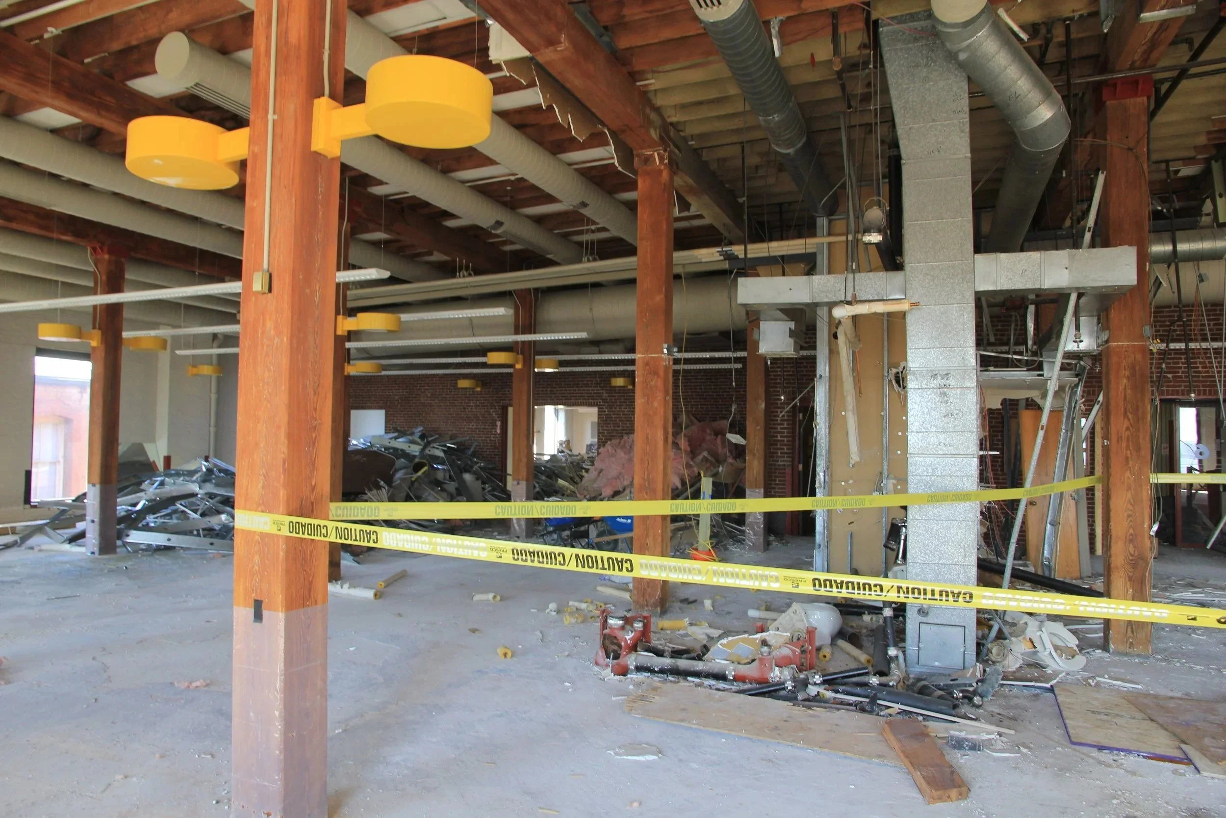 Commercial loft space during demolition