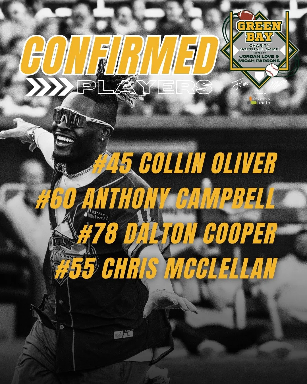 The lineup keeps growing. Latest additions confirmed for this Friday:

#45 Collin Oliver
#60 Anthony Campbell
#78 Dalton Cooper
#55 Chris McClellan

Grab your tickets and come see them out on the field. 🟢🟡