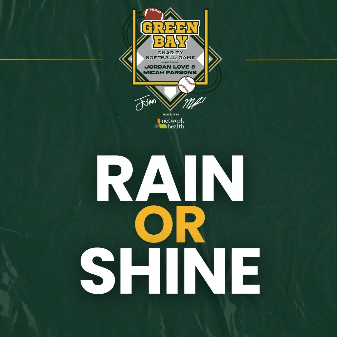 📢 FRIDAY FORECAST UPDATE

We are playing RAIN OR SHINE for the Green Bay Charity Softball Game! 🌧️🥎

📅 Game day schedule drops TOMORROW! Stay tuned for gate times and event details.

🎟️ Tickets can be purchased at the link in our bio or day of a