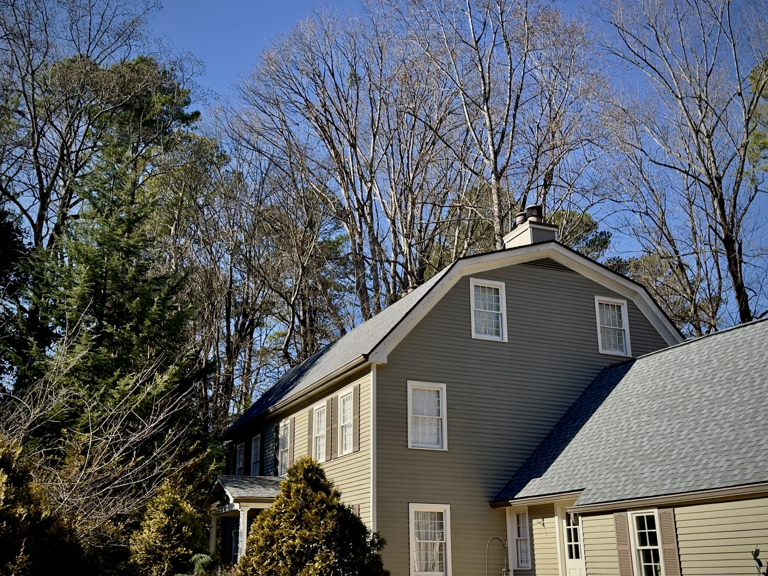 Certainteed Pewter Grey, Sandy Springs, hig slope roof. steep roof, chimney flashing, magnetic sweeping, IKO, Tamko, warranty, roofing,