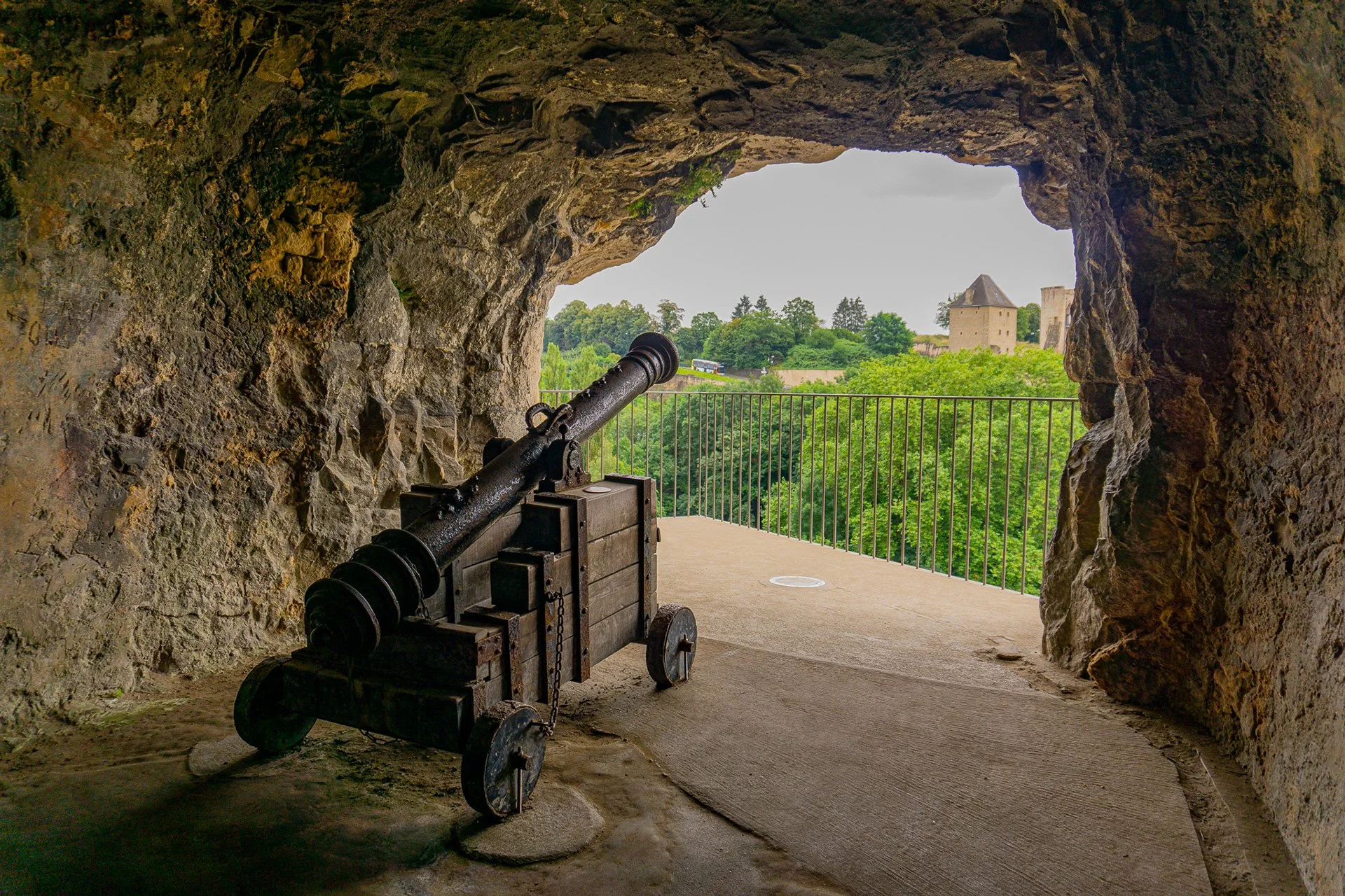 cannon inside casemates du bock, Luxembourg city - 2024