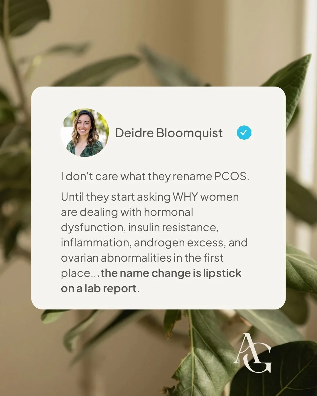 Renaming PCOS to &ldquo;metabolic reproductive syndrome&rdquo; and then handing out Metformin is still not the answer

Ask why she&rsquo;s insulin resistant. Ask what&rsquo;s burdening her liver. Ask what&rsquo;s driving the hormone dysregulation ups
