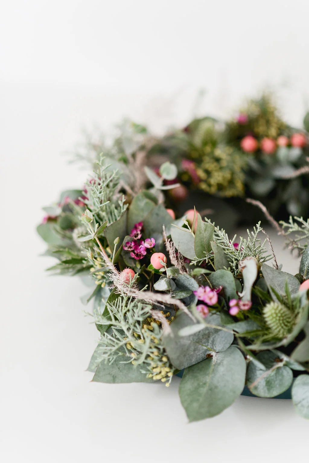 Pastel Pink Festive Floral Wreath