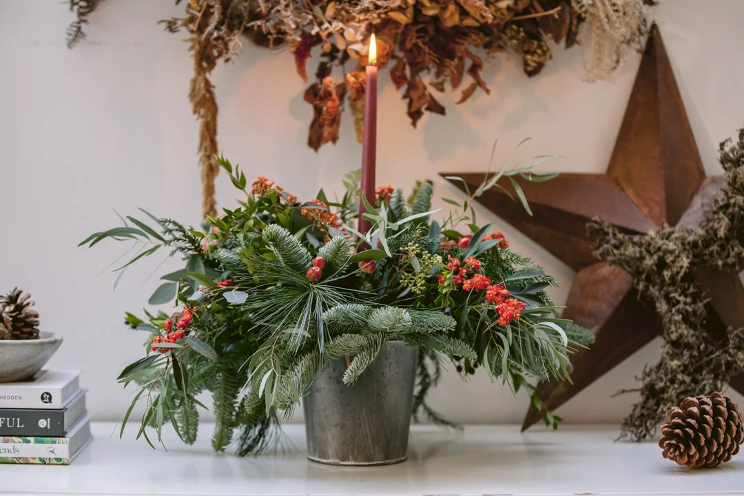 Red Festive Candle Christmas Centrepiece