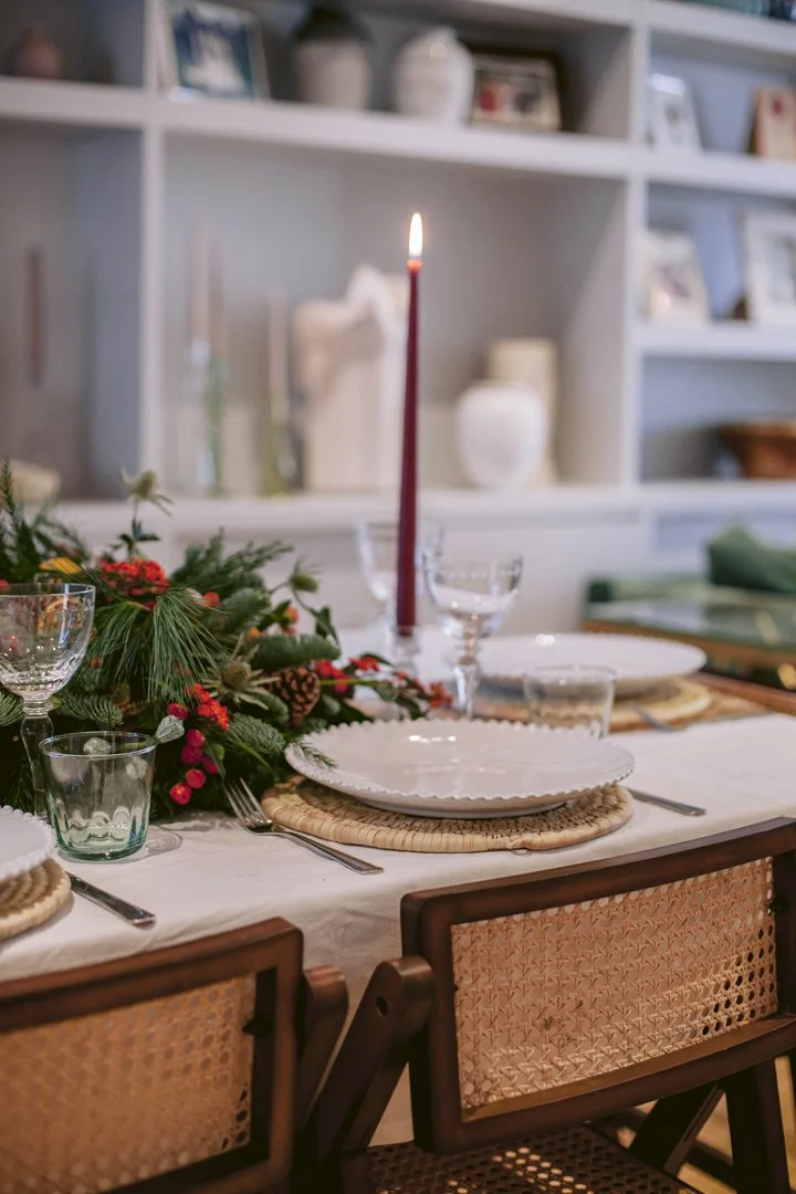 Red Festive Foliage Christmas Table Centre