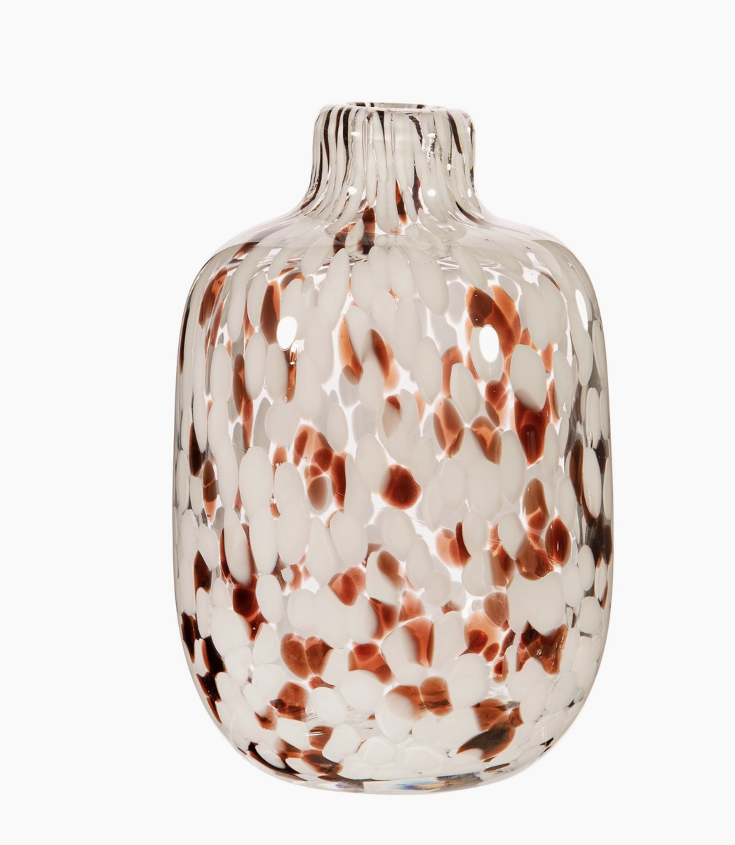 Small Brown Speckled Glass Vase