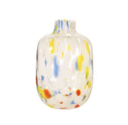 Small Multicoloured Speckled Glass Vase