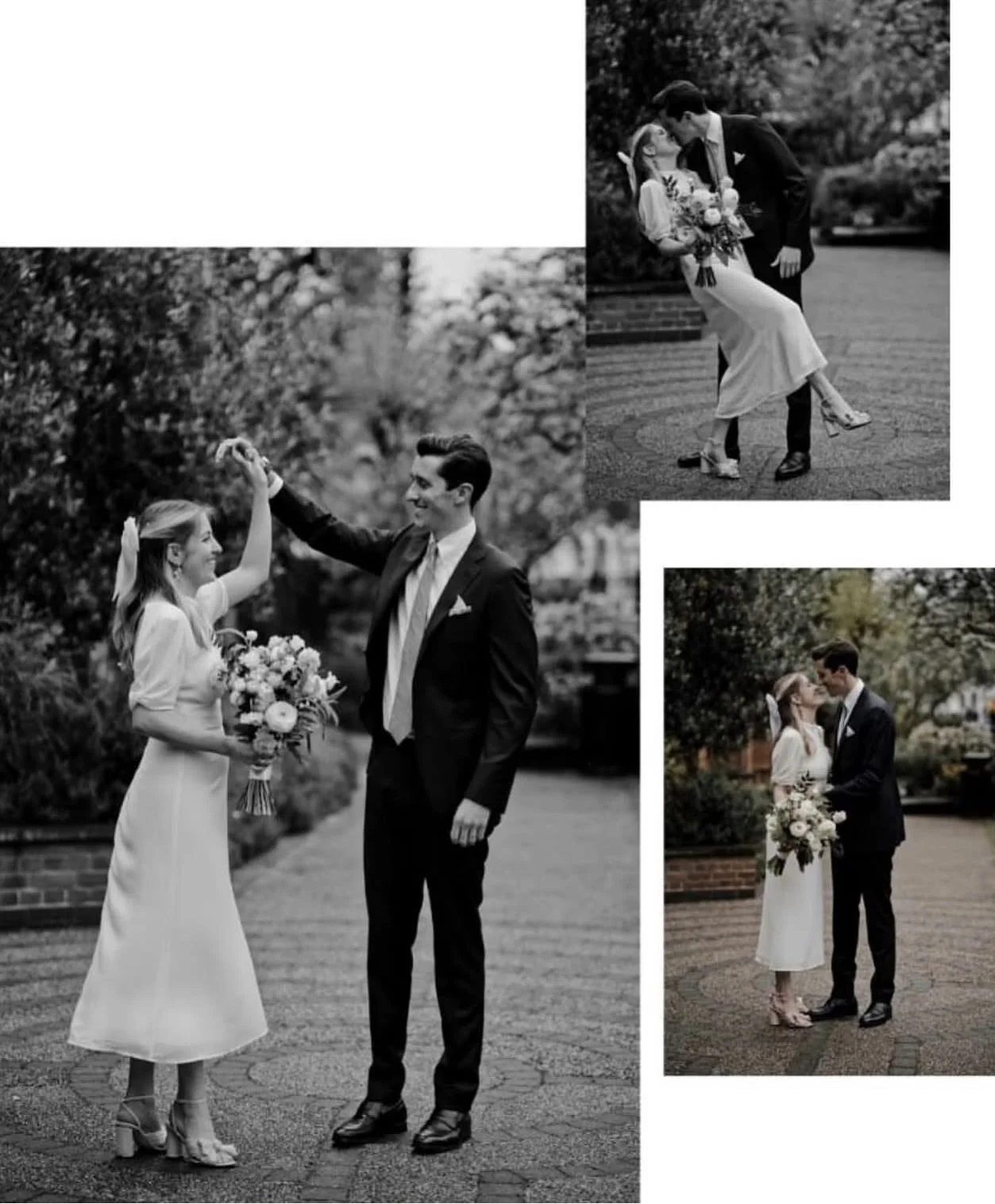 Intimate civil ceremony wedding flowers in London and Sussex, showcasing a refined bridal bouquet and simple, seasonal floral arrangements perfect for small weddings and registry office celebrations.