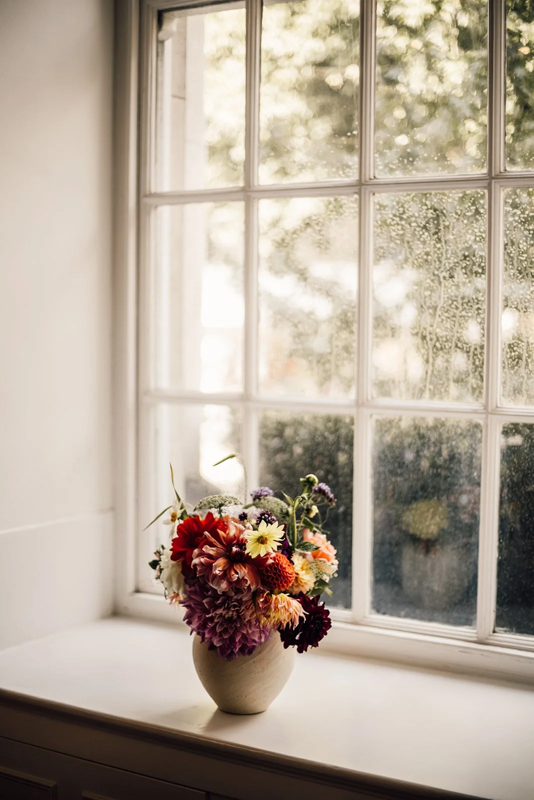 Intimate civil ceremony wedding flowers in London and Sussex, showcasing a refined bridal bouquet and simple, seasonal floral arrangements perfect for small weddings and registry office celebrations.