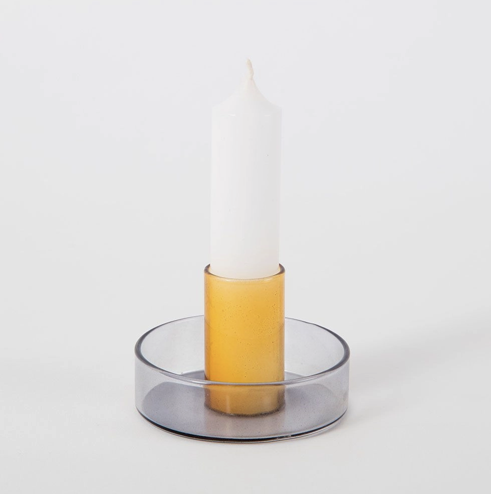 Duo Tone Glass Candle Holder