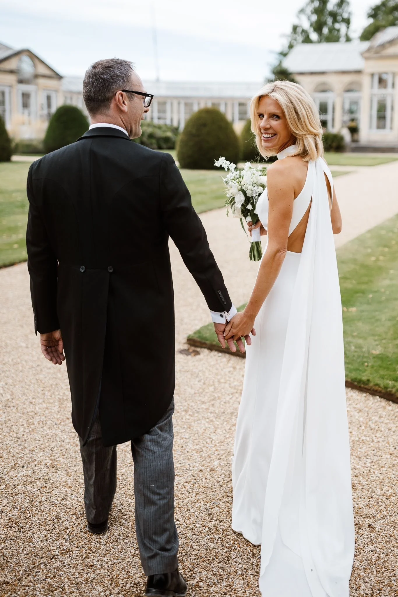 Wedding flowers for an intimate civil ceremony in London and West Sussex, with a natural bridal bouquet and understated floral styling.