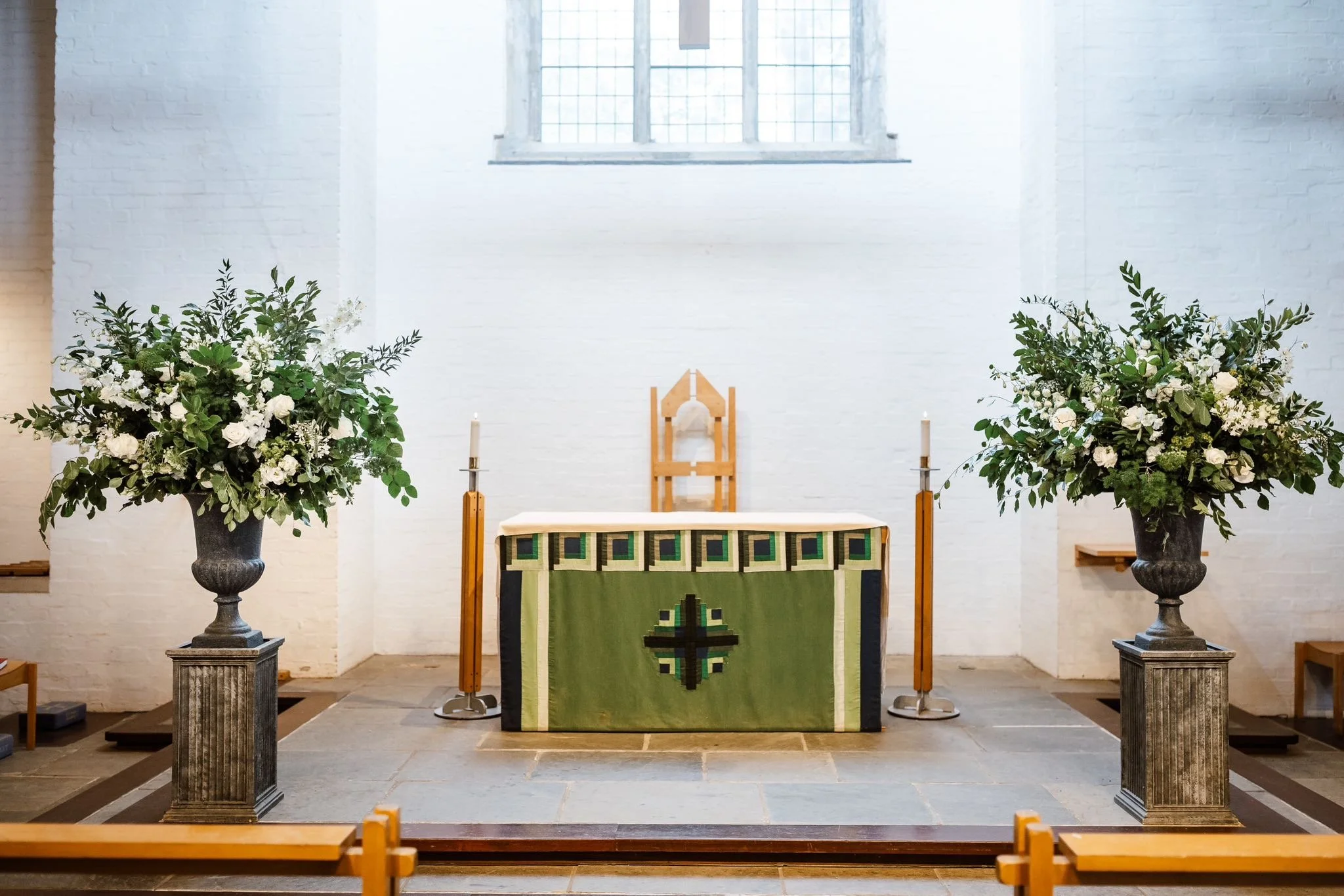 Wedding flowers for an intimate civil ceremony in London and West Sussex, with a natural bridal bouquet and understated floral styling.