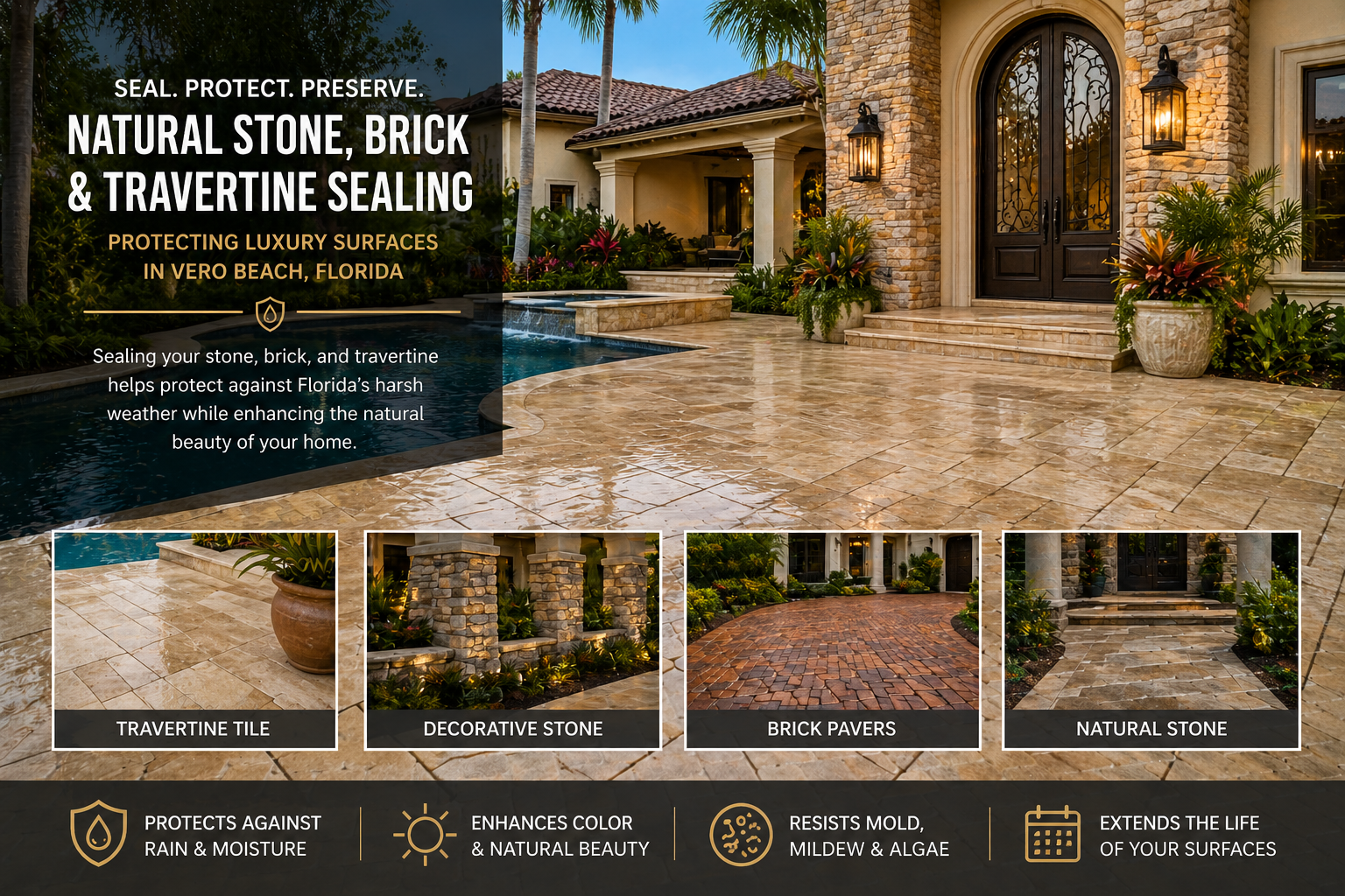Why Sealing Travertine, Brick, and Decorative Stone Is Essential for Florida Homes