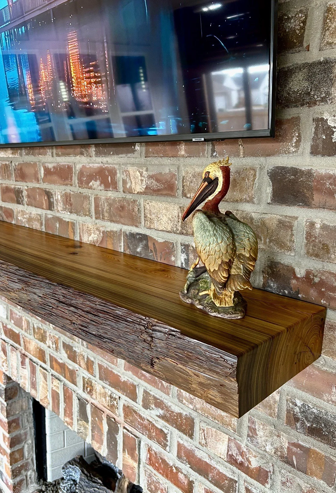 sinker cypress ancient fireplace mantle