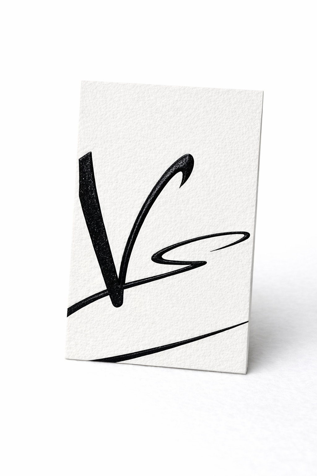 Vespo logo on textured white card