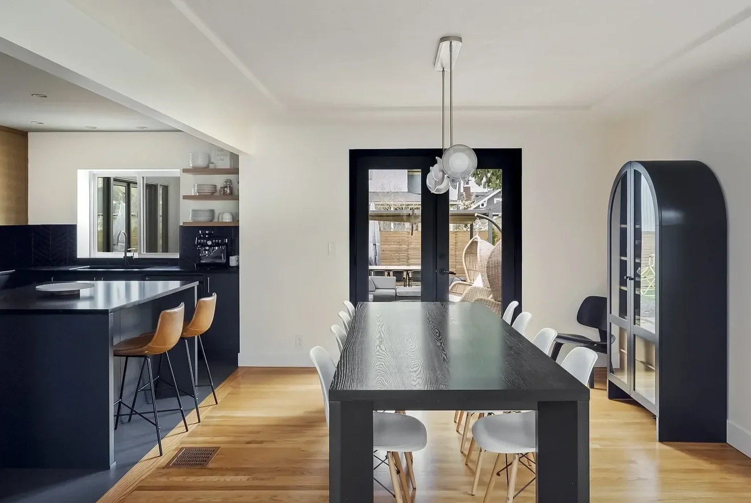 remodeled dining room-black-white-interior