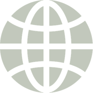 A black and white globe icon with latitude and longitude lines.