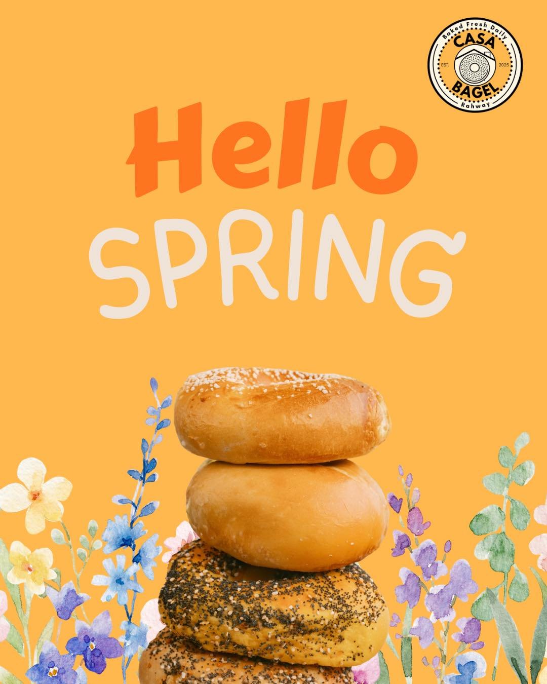 First day of spring hits different after a winter like THAT 🥶🥶 Now it&rsquo;s time to thaw out the right way &mdash; with something warm in your hands.
Fresh, hot bagels coming out of the oven all morning.
Because nothing says &ldquo;goodbye winter