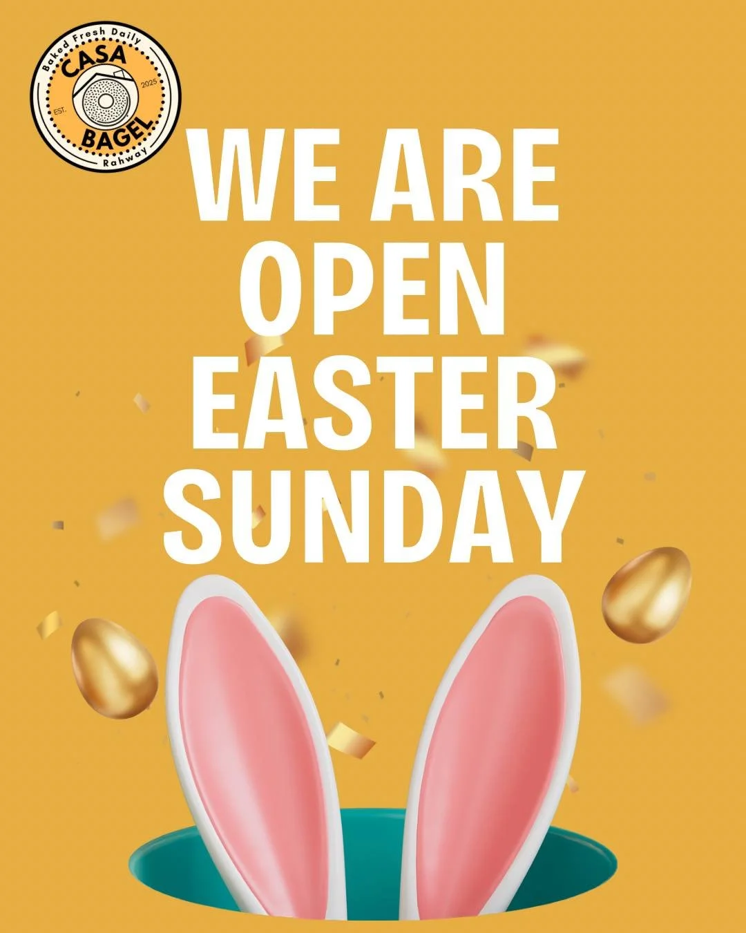 The Easter Bunny called 📞🐰&hellip; we&rsquo;re open easter Sunday! Come and get your fresh hot bagels 🥯 

#foodiesofnj #rahwaynj #rahwayishappening #freshbagelsdaily #rahway #foodiefinds #bagel #shop #bagelsofinstagram #fresh #bagelshops #foodie #