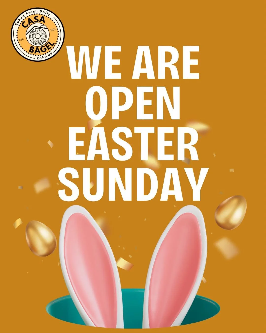 🐣 We&rsquo;re OPEN this Easter Sunday! 🌸 

Celebrate with our festive sprinkle bagels &mdash; colorful, fun, and made fresh just for the day 💛 
Swing by Casa Bagel and grab yours before they&rsquo;re gone! 

#EasterSunday #SprinkleBagels #CasaBage