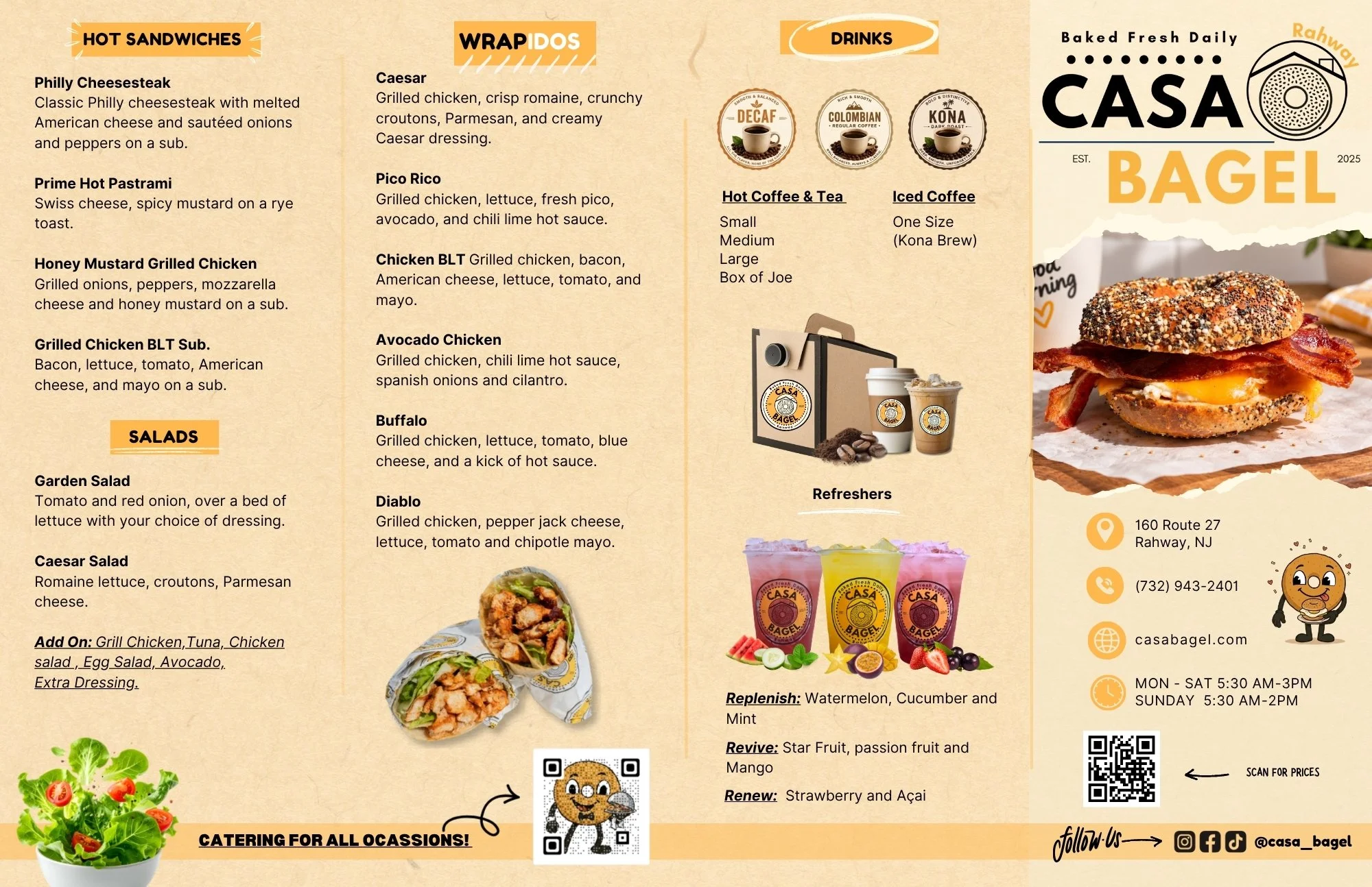 casa bagel shop Rahway nj menu image